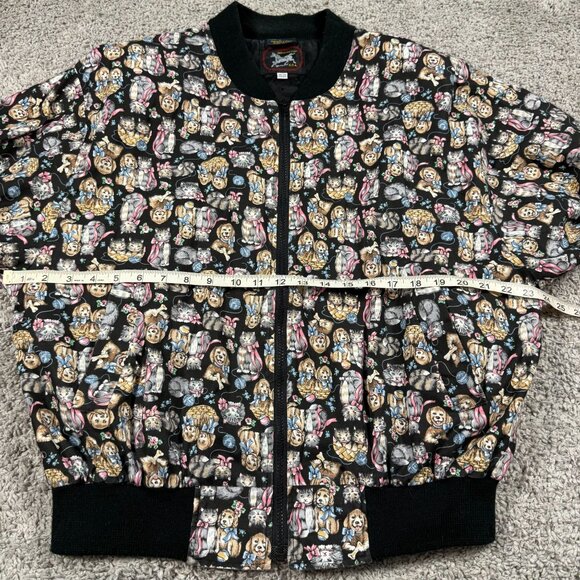 Infinity Chic Cats And Dogs Vintage 80s Bomber Jacket Womens One Size USA - Picture 5 of 8